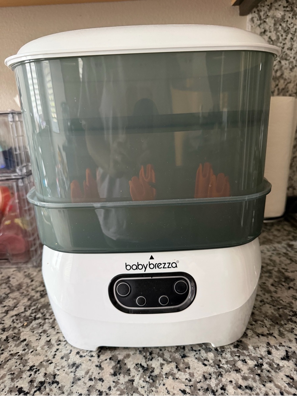Baby Brezza Green and White Electric Baby Bottle Sterilizer